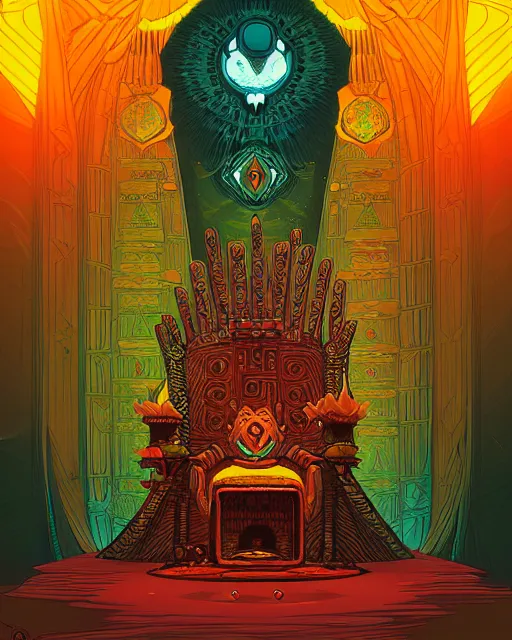 Image similar to Throne Room of the Shaman Owl King, by Kilian Eng