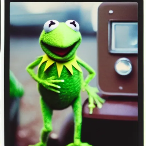 Image similar to polaroid shot of kermit the frog in the movie the mechanic