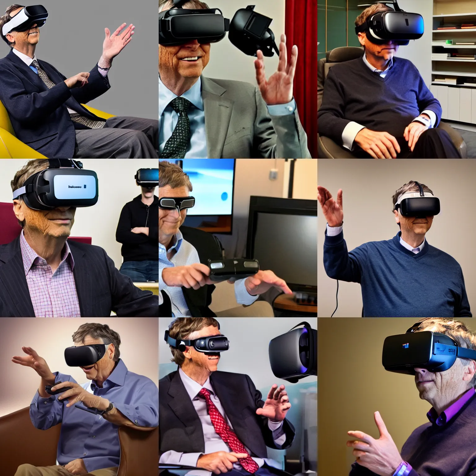 Prompt: bill gates playing vr