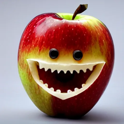 Prompt: apple with teeth