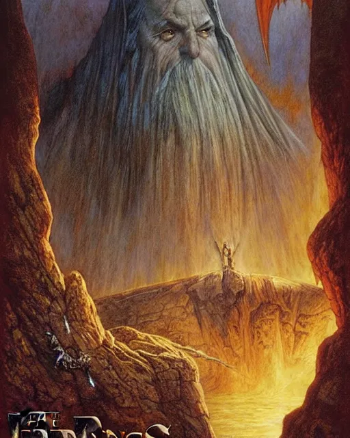 Image similar to the cover art by john howe for the 3 6 th edition of lord of the rings