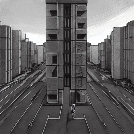 Image similar to brutalist architecture realism, in the style of artgerm