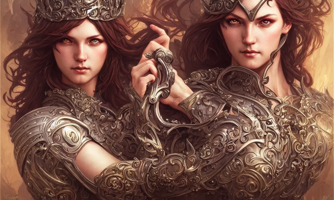 Image similar to Muscular and powerful medieval knight portrait, art nouveau, fantasy, intricate flower designs, elegant, highly detailed, sharp focus, art by Artgerm and Greg Rutkowski