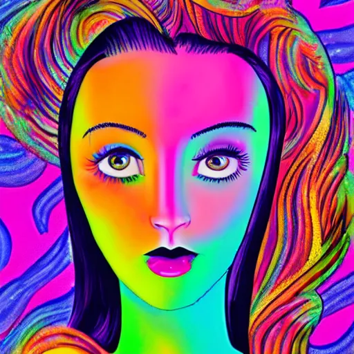 Prompt: photo of young woman by lisa frank