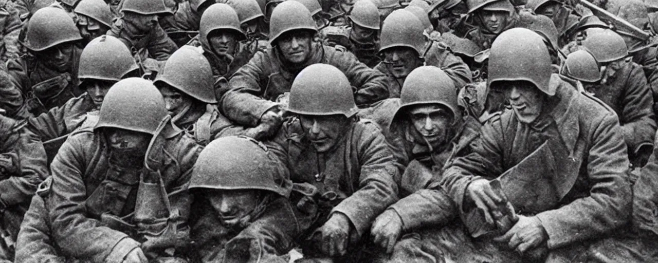 Image similar to soldiers in the trenches of world war 2