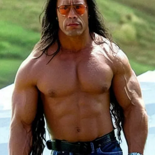 Image similar to the rock if he had long hair