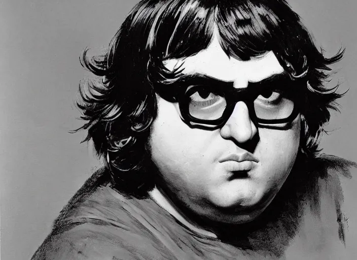Prompt: a highly detailed beautiful portrait of andy milonakis as a barbarian, by frank frazetta, glasses