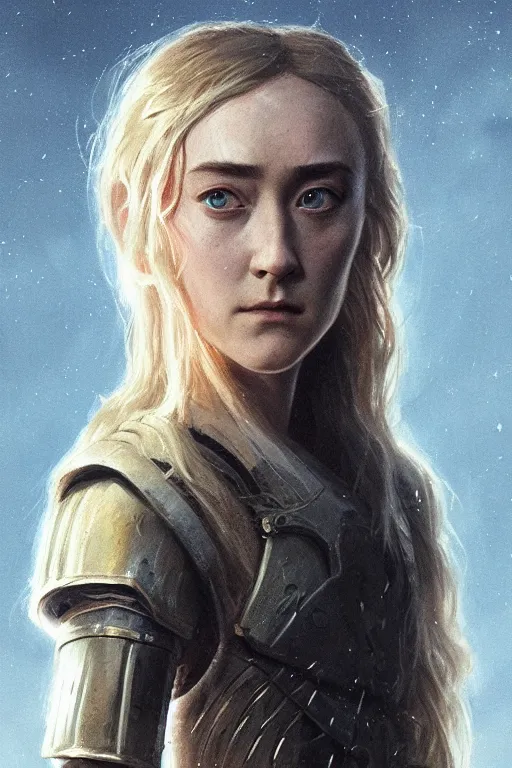 Image similar to portrait, Saoirse Ronan as a paladin, dramatic lighting, cinematic, establishing shot, high detail, photo realistic, cinematic lighting, post processed, concept art, artstation, matte painting, style by eddie mendoza, raphael lacoste, alex ross