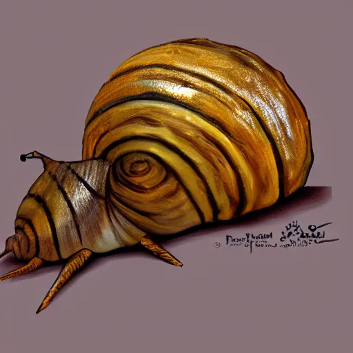 Prompt: photorealistic painting of a snail with sharp teeth outside of Madrid