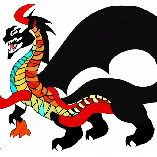 Image similar to vector art of welsh dragon and panda mixed, intercrossed, chimera, adobe illustrator