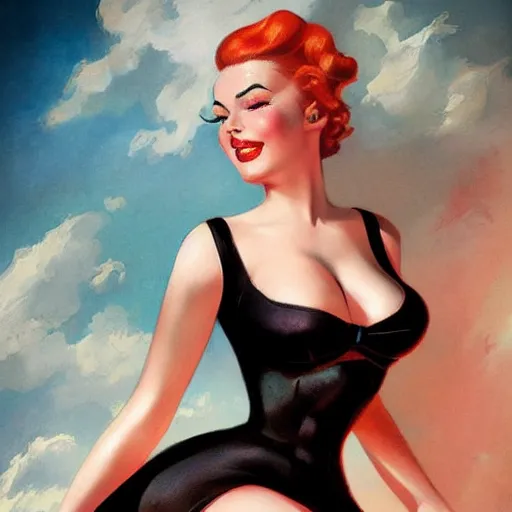 Image similar to a retro 1 9 5 0 pinup by charlie bowater and anna dittmann and gil elvgren.