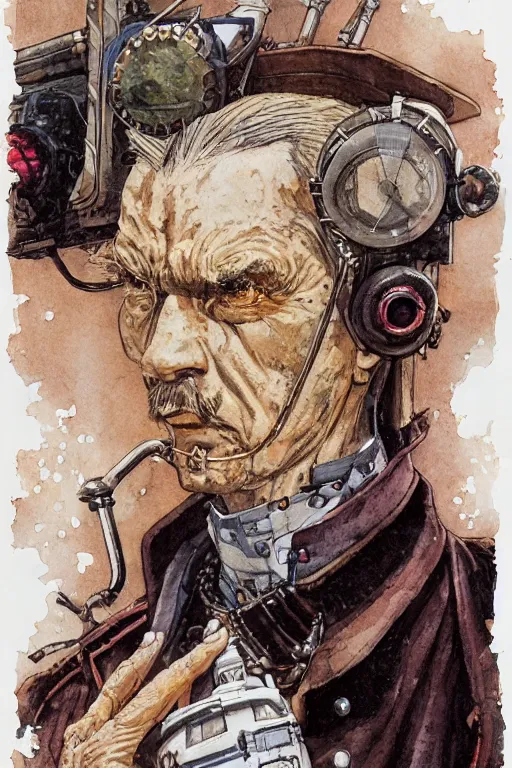 Prompt: zoomed out portrait of a german duke, stylized illustration by yoshitaka amano and moebius, watercolor gouache detailed paintings from enki bilal, dieselpunk, solarpunk, artstation