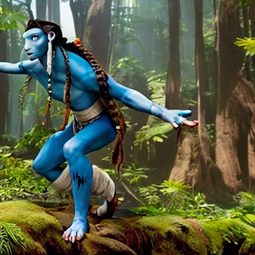Prompt: still of avatar movie but with smurfs