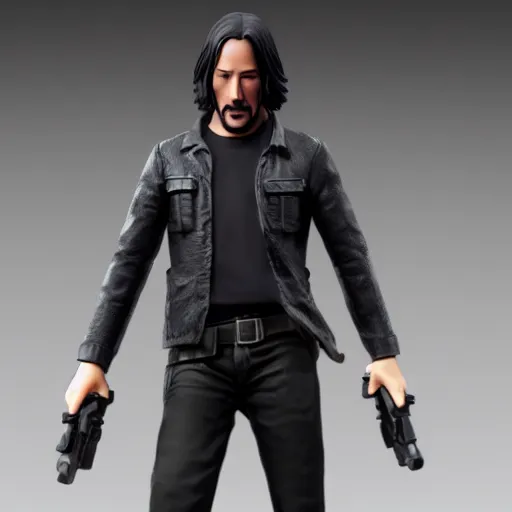 Prompt: Keanu Reeves as an amiibo, white background, product photo