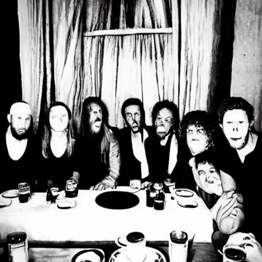 Prompt: “the last supper, but it’s in the backrooms with backroom monsters”