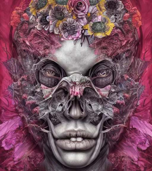 Image similar to portrait, nightmare anomalies, flowers by dariusz zawadzki, kenneth blom, mental alchemy, james jean, pablo amaringo, naudline pierre, contemporary art, hyper detailed