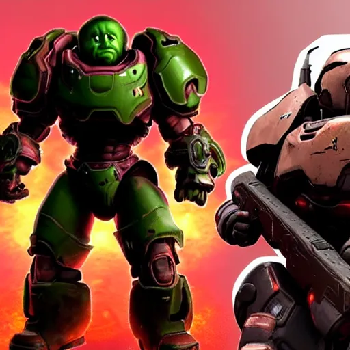 Image similar to Danny DeVito Doom Slayer