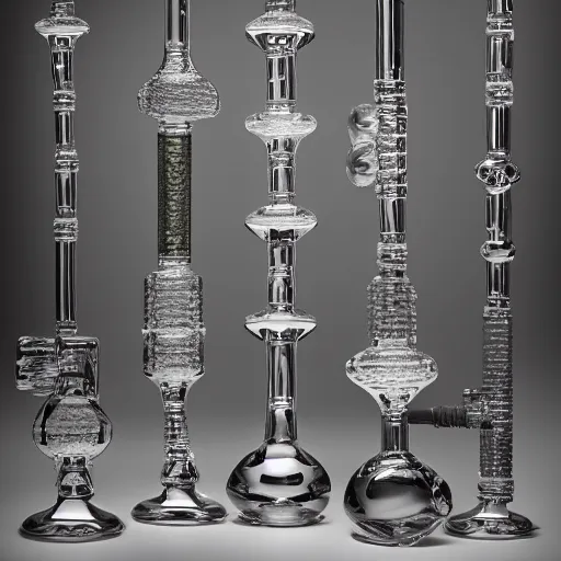 Image similar to studio photography of the world's most expensive bong, multiple and complex network of pipes, made of chrome, swarovski, detailed, ornaments, studio lighting