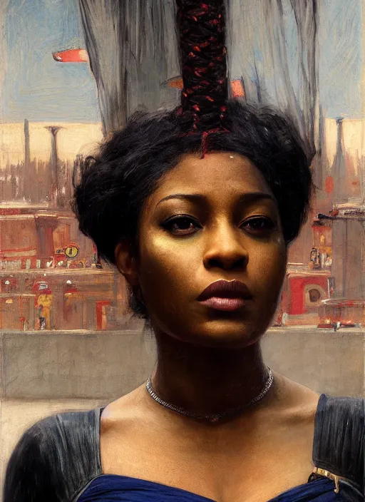 Prompt: maria igwe. beautiful female Captain America. gorgeous face. Iranian orientalist portrait by john william waterhouse and Edwin Longsden Long and Theodore Ralli and Nasreddine Dinet, oil on canvas. Cinematic, hyper realism, realistic proportions, dramatic lighting, high detail 4k