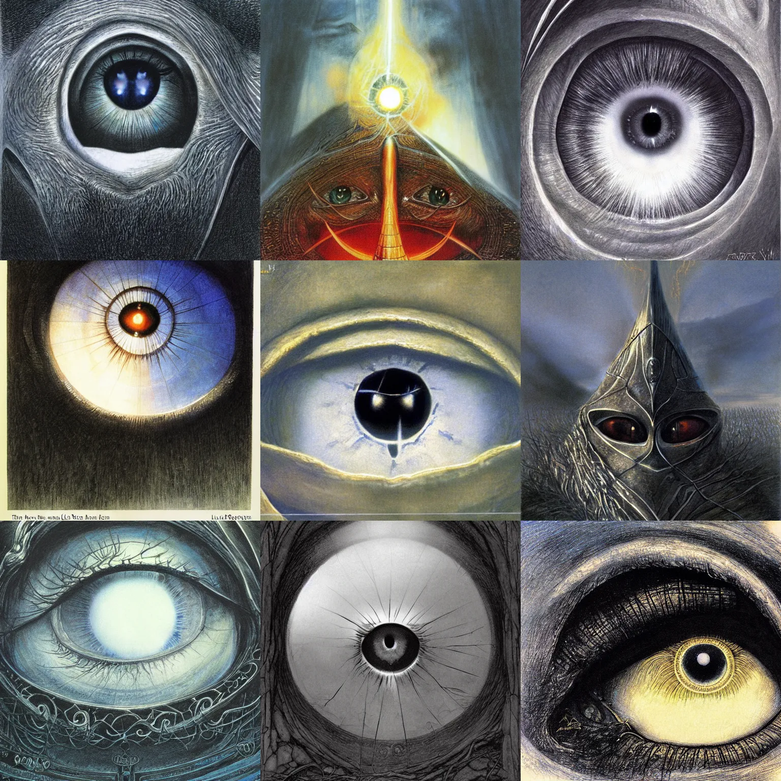 Prompt: the eye of sauron, by alan lee, digital art, lord of the rings calendar