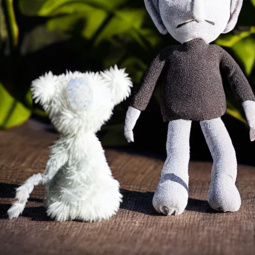 Image similar to Sandman from neil gaiman, plush toy, product photography