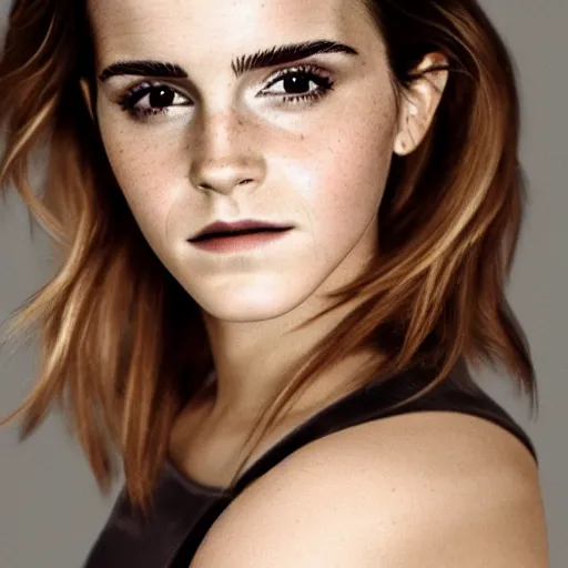 Prompt: portrait photograph of emma watson but her skin is avocado skin