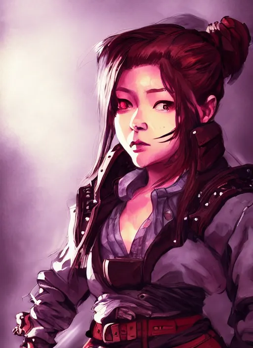 Prompt: portrait of a beautiful female dwarf explosion expert in working clothes. in style of yoji shinkawa and hyung - tae kim, trending on artstation, dark fantasy, great composition, concept art, highly detailed, dynamic pose, vibrant colours.