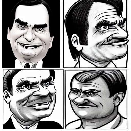 Image similar to jair bolsonaro caricature realism, in the style of al hirschfeld!