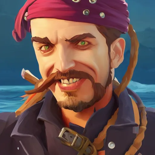 Image similar to painting jack the pirate on sea of thieves game avatar hero smooth face median photoshop filter cutout vector behance hd by jesper ejsing, by rhads, makoto shinkai and lois van baarle, ilya kuvshinov, rossdraws, illustration, art by ilya kuvshinov and gustav klimt