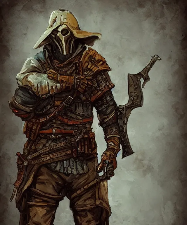 Prompt: a oil / watercolor painting full body character portrait of a gunslinger / paladin in the style of dark souls in the style of darkest dungeon trending on artstation deviantart pinterest detailed realistic hd 8 k high resolution