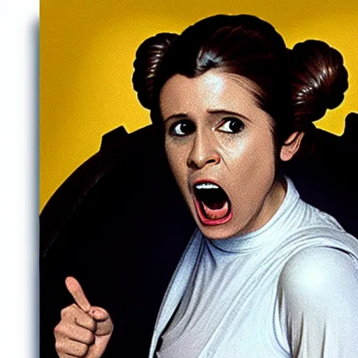 Prompt: a film still of princess leia screaming, artwork by caravaggio