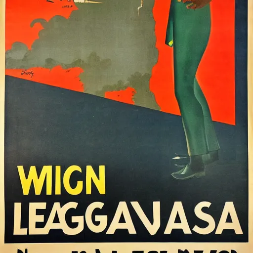 Image similar to ww 2 propaganda poster showing the tropical city of lagos nigeria