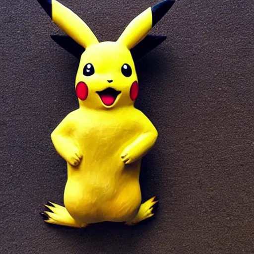 Image similar to Pikachu Sculpture made out of pebbles