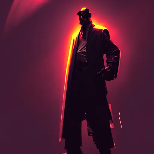 Image similar to imposing and relaxed cyberpunk gangster with dramatic volumetric god rays by john singer sargent, syd mead, craig mullins, finnian macmanus, sung choi, ruan jia. cinematic keyframe concept art on artstation