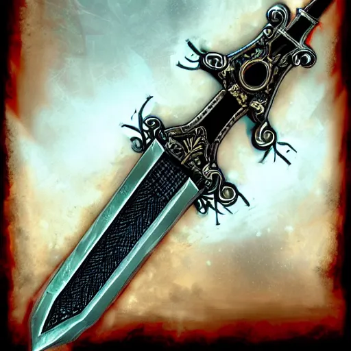 Prompt: concept art of rare legendary sword, perfect symmetry, rpg, digital art, d & d, central symmetrical composition, incredible, digital painting, cinematic view, no noise, global illumination, warm lighting, volumetric, vivid, intricate details, ultra realistic, volumetric lighting, warm colors advance, cell shading