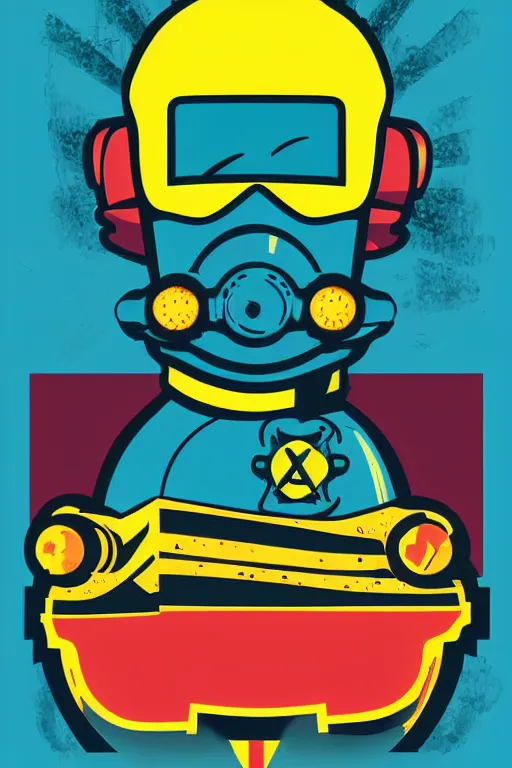 Image similar to fallout 7 6 retro futurist illustration art by butcher billy, sticker, colorful, illustration, highly detailed, simple, smooth and clean vector curves, no jagged lines, vector art, smooth andy warhol style