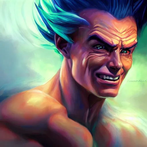 Prompt: Portrait of Gogeta by Mandy Jurgens