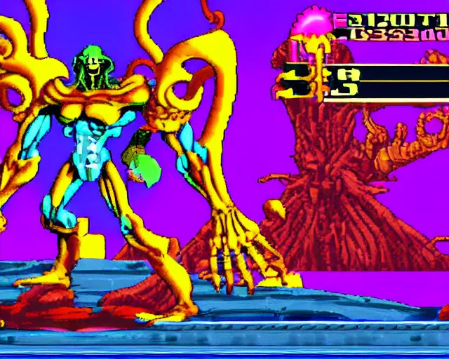 Prompt: Skeletor in Darkstalkers 3, arcade screen capture