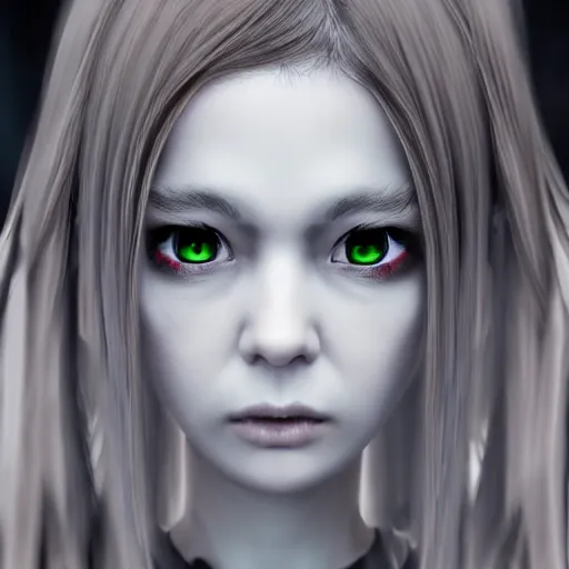 Prompt: photorealistic full shot portrait of angry darkness anime girl, inspired by Giger, detailed, unreal engine 4k