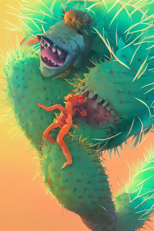 Image similar to creature animal sushi cristal very big eye roots cactus elemental flush of force nature micro world fluo fishscale, behance hd by jesper ejsing, by rhads, makoto shinkai and lois van baarle, ilya kuvshinov, rossdraws global illumination