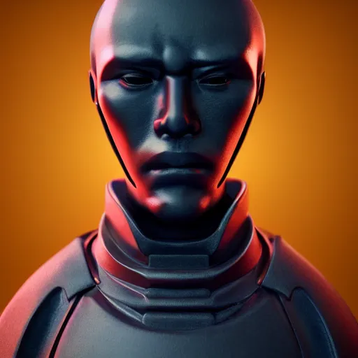 Image similar to portrait of a bust of a samurai head with futuristic fashion elements created by yuuki morita, brilliantly colored, octane render, 3 d animated, unreal engine 5, studio lighting, smooth surface