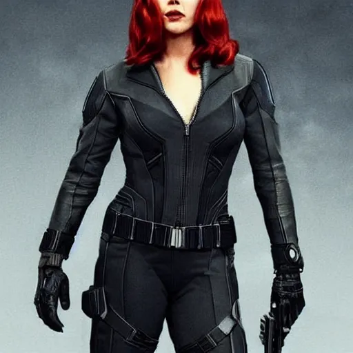 Image similar to Norman Reedus!!! as Black Widow from The Avengers, cinematic photo