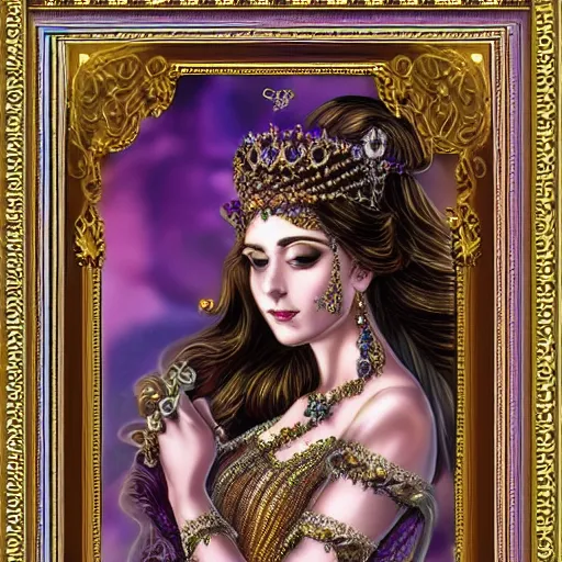 Image similar to princess of amethyst, gorgeous, ornate, intricate, detailed, stunning, framed masterpiece, 4 k