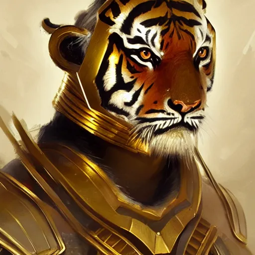 Image similar to a aesthetic award winning commission portrait of an albino tiger wearing golden victorian armour,digital art,art by greg rutkowski,character design by charles bowater,ross tran,photorealistic,detailed face,high quality,deviantart,artstation,characzer concept