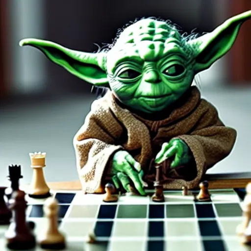 Image similar to photo of yoda playing chess