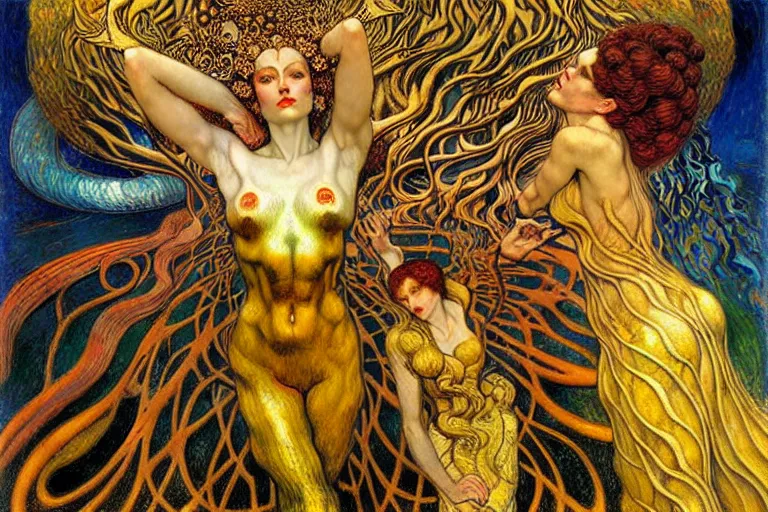 Image similar to Divine Chaos Engine by Karol Bak, Jean Delville, William Blake, Gustav Klimt, and Vincent Van Gogh, symbolist, visionary