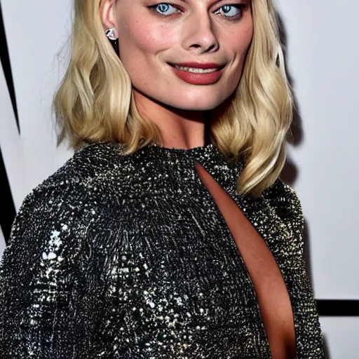HD photograph of margot robbie with tiger body paint