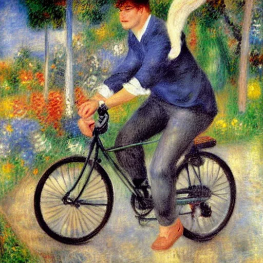 Image similar to jonas vingegaard on his bike art by renoir.