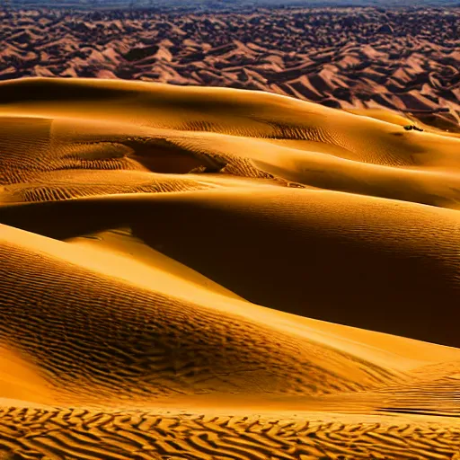 Prompt: landscape of a desert with dunes made out of Orbeez, photography