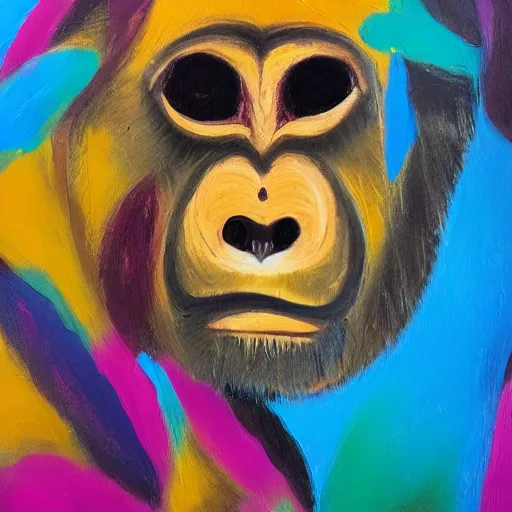 Image similar to abstract painting of a monkey